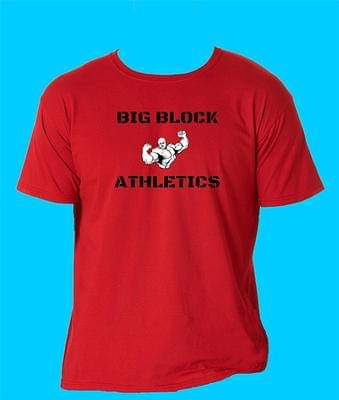 Big Block Athletics red t-shirts
