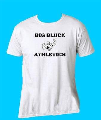 Big Block Athletics white t-shirts